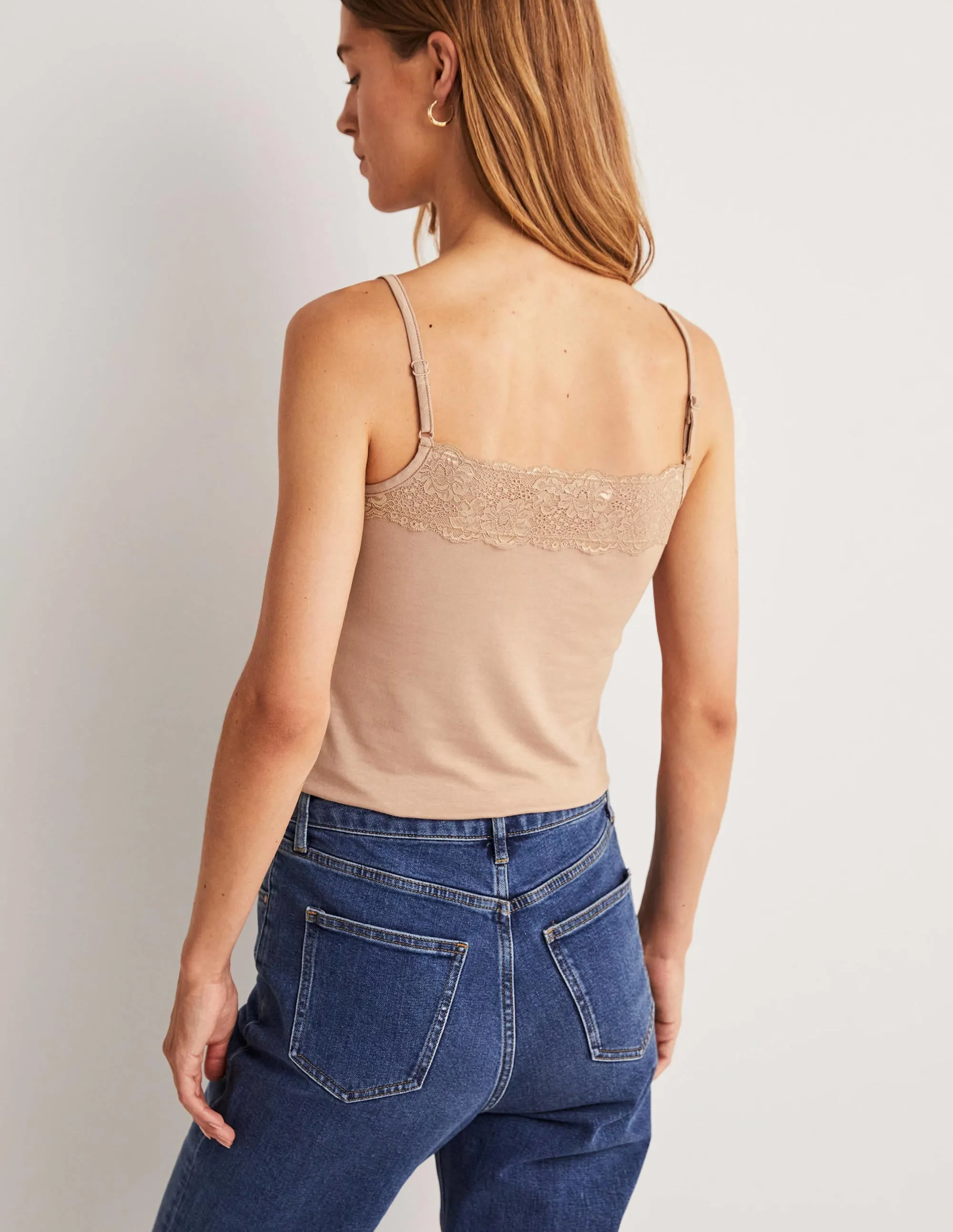 Lace Cami Top-Medium Beige