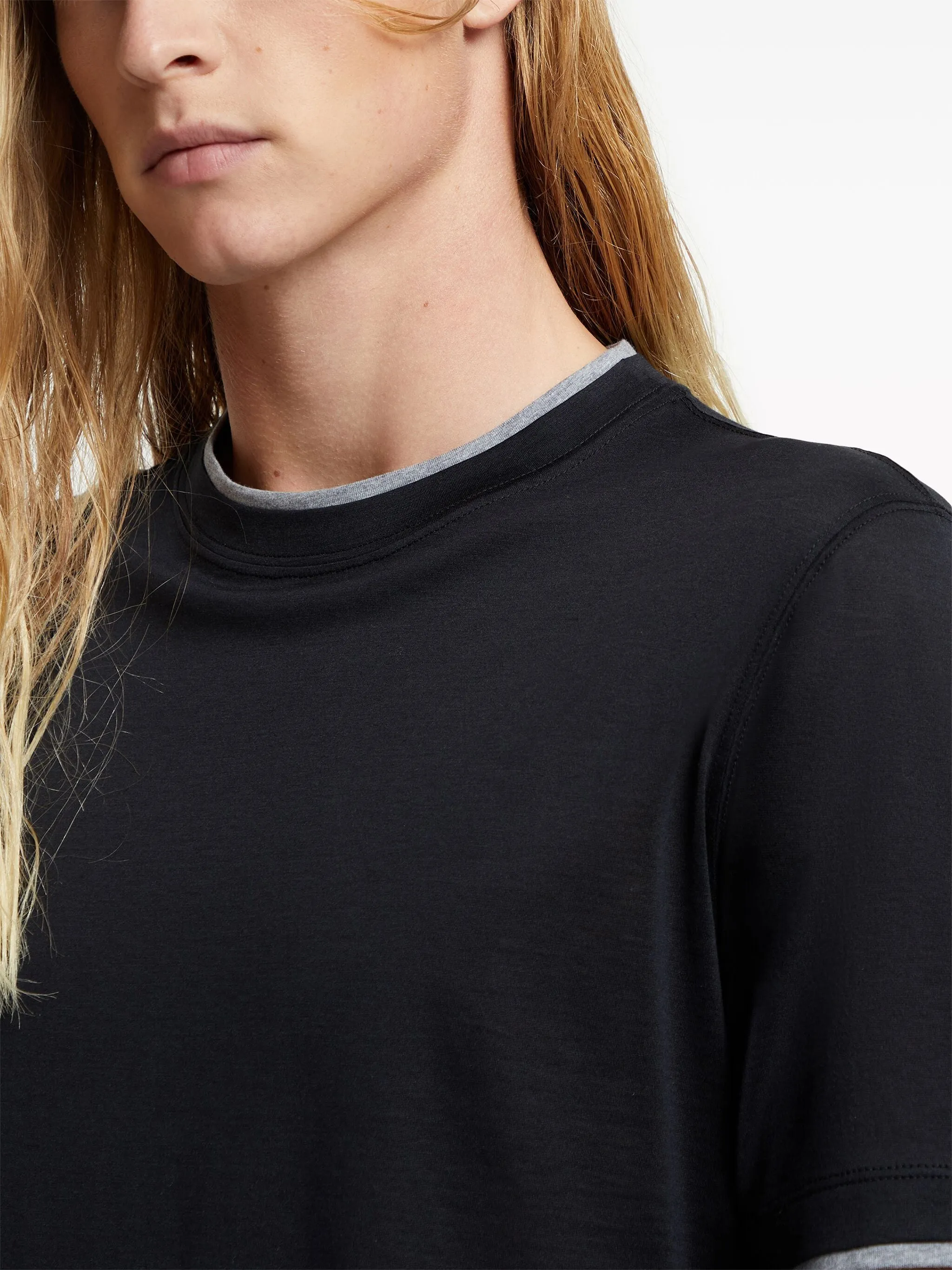 Layered-Effect Silk-Cotton T-Shirt