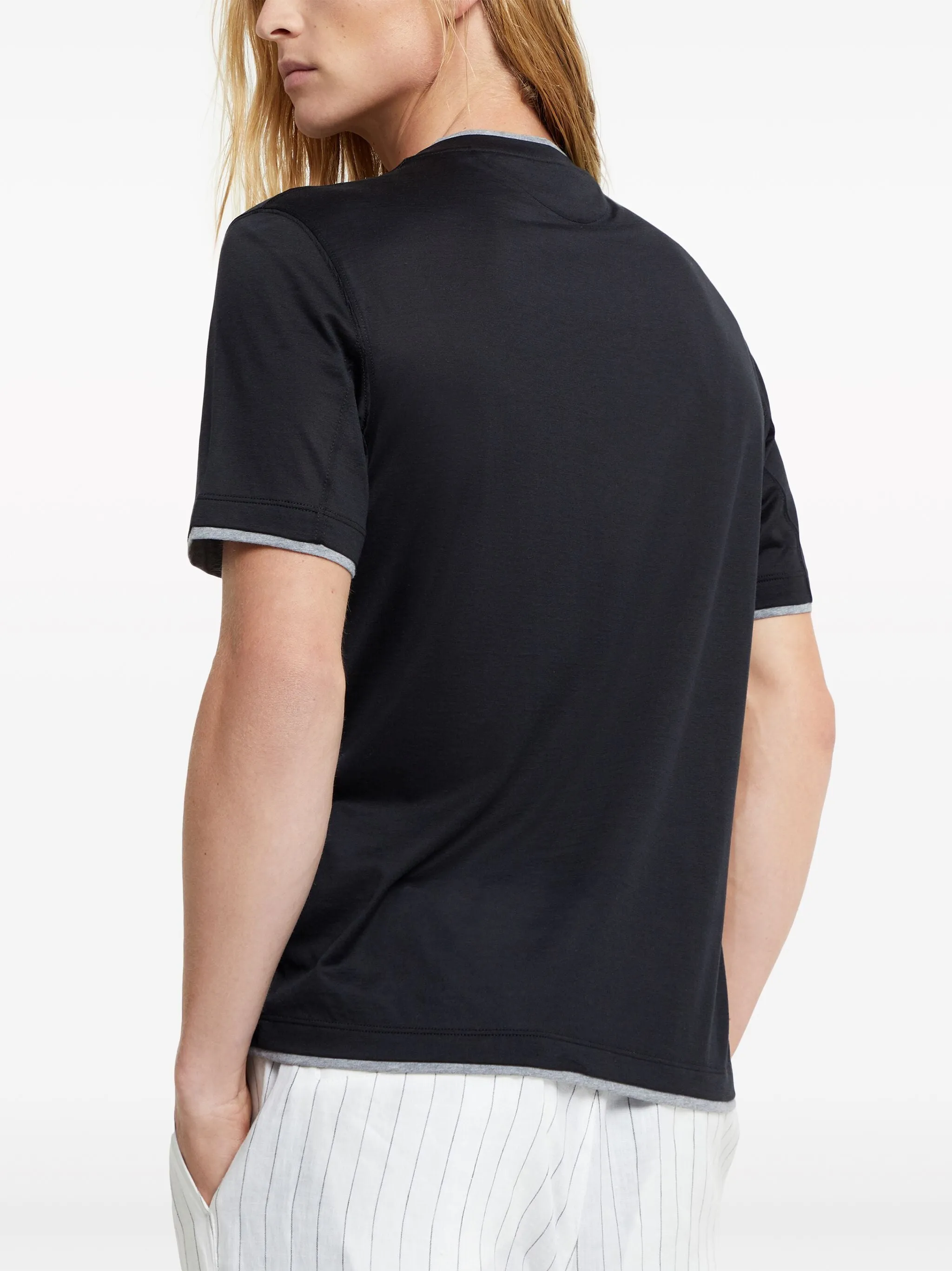 Layered-Effect Silk-Cotton T-Shirt