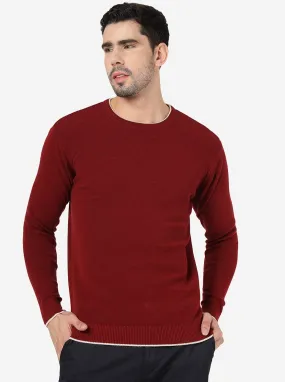 Maroon Solid Slim Fit Winter T-Shirt | JadeBlue