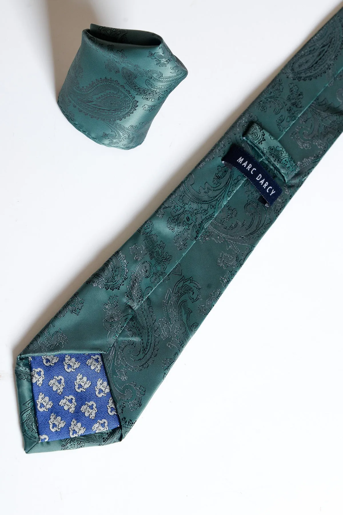 MD PAISLEY - Bottle Green Paisley Tie and Pocket Square Set