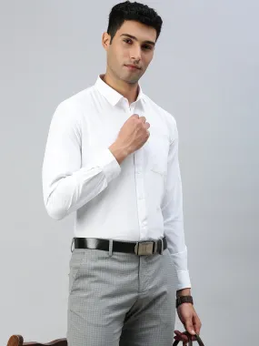 Men Cotton Rich White Shirt Mist