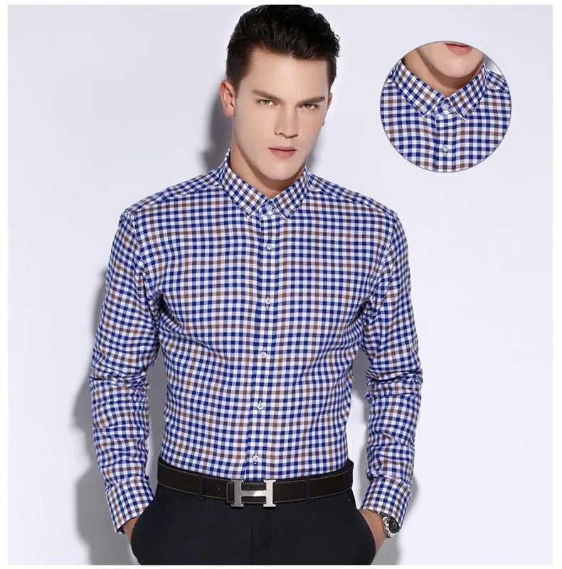 Men Plaid Shirts High Quality Smart Casual Men's Shirts