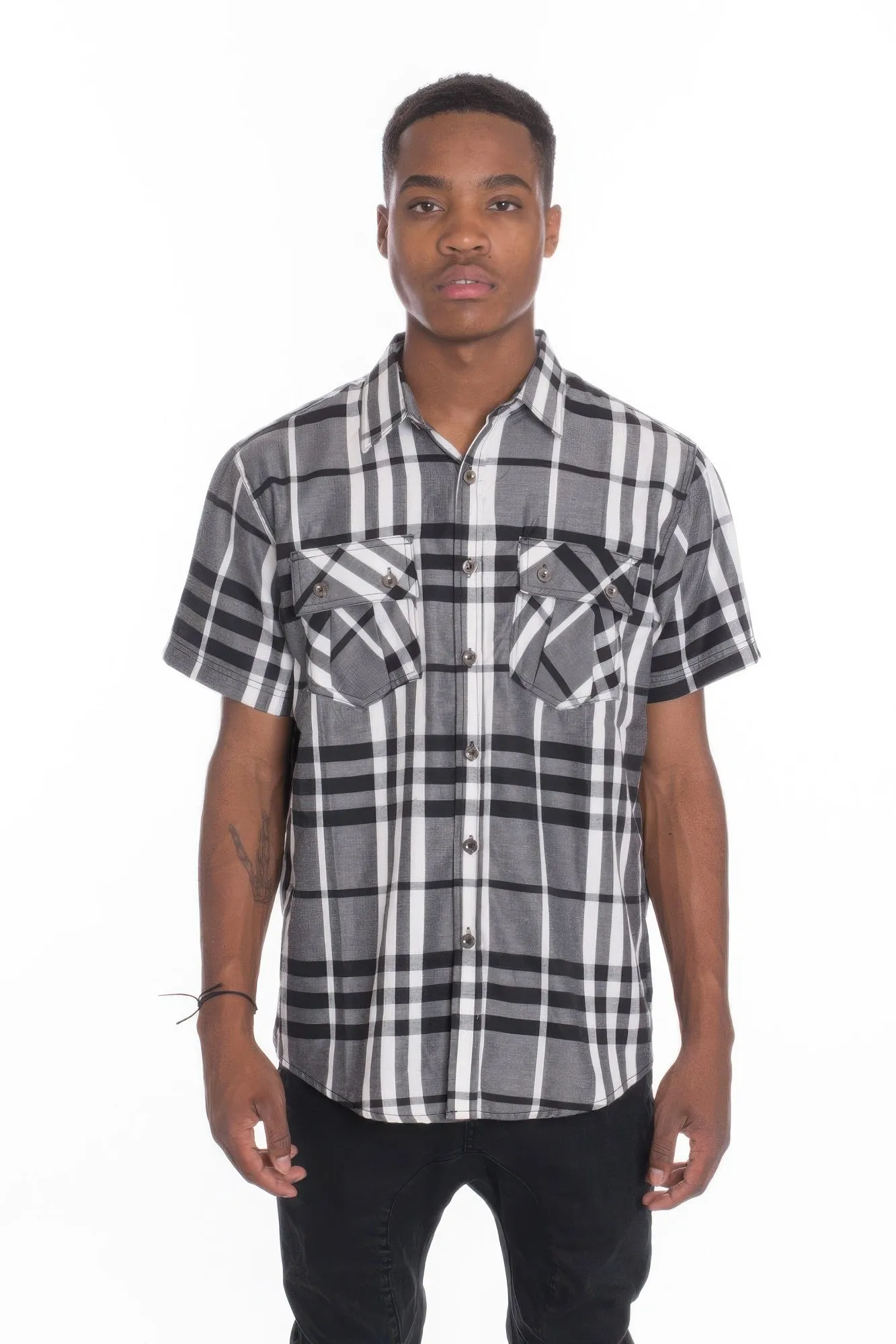 Men's Casual Short Sleeve Checker Shirts