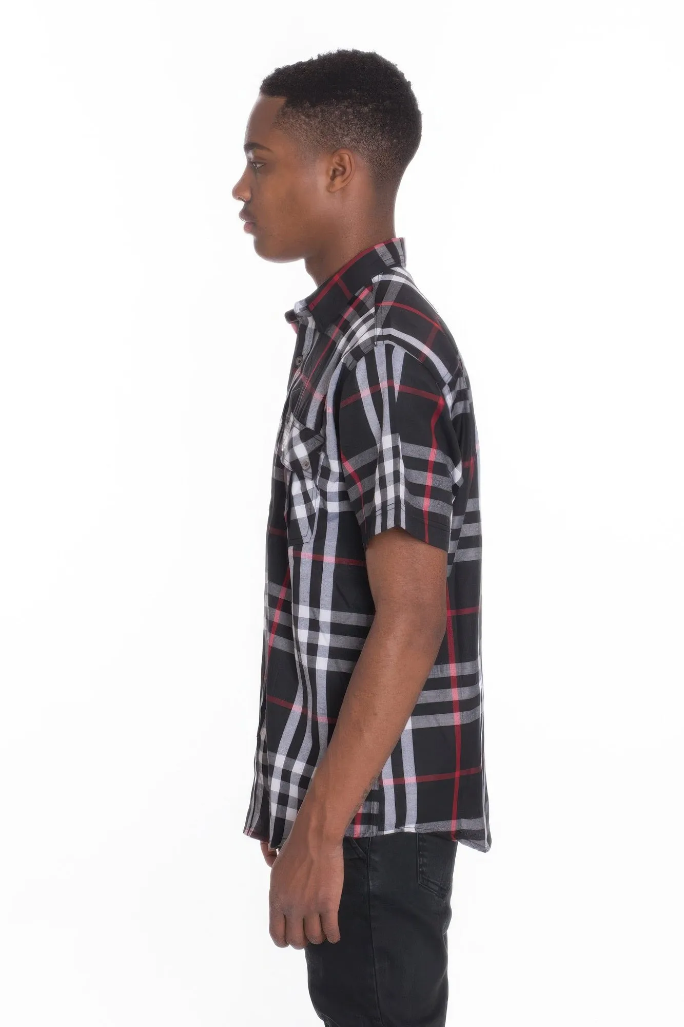 Men's Casual Short Sleeve Checker Shirts