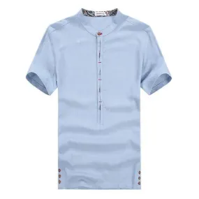 Men's Short Sleeve Shirts High Quality Linen Shirt Plus Size Men's Shirt