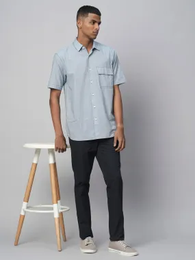 Men's Sky Cotton Regular Fit Checked Shirt