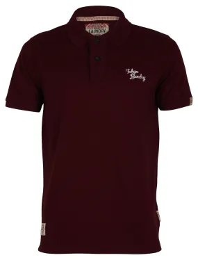 Men's striped undercollar oxblood polo shirt - Tokyo Laundry