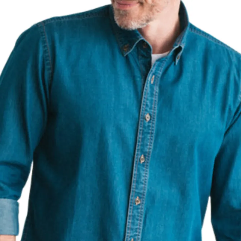 Men's Versatile Lapel Denim Long-sleeved Shirt 70371441F