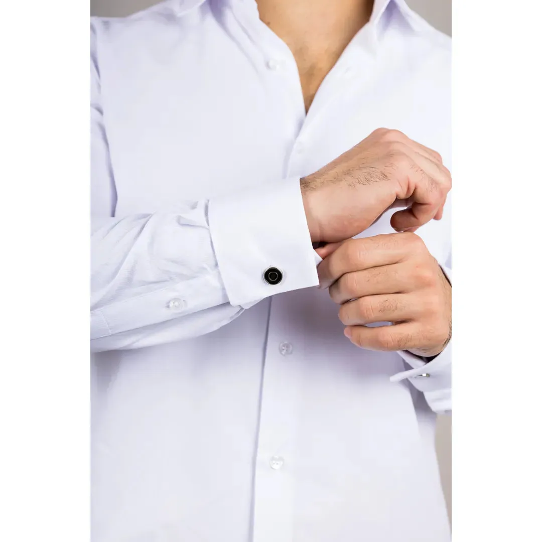 Men's White Double Cuff Oxford Shirt