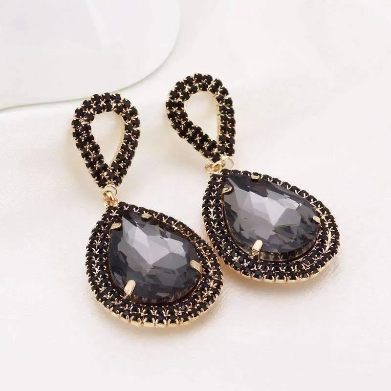 Midnight Sapphire Blue Double Teardrop Stud Earrings for Women