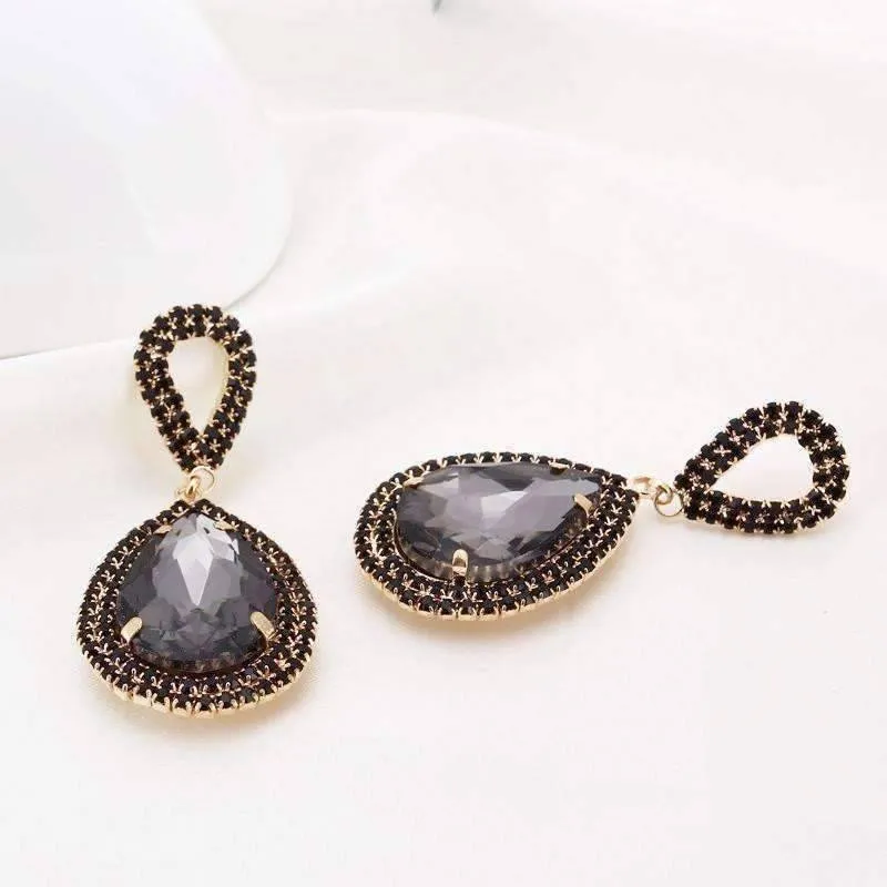 Midnight Sapphire Blue Double Teardrop Stud Earrings for Women