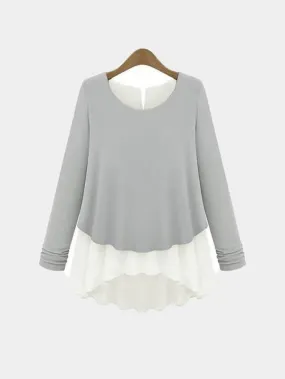 OEM ODM Button Back Round Neck Long Sleeves Blouse