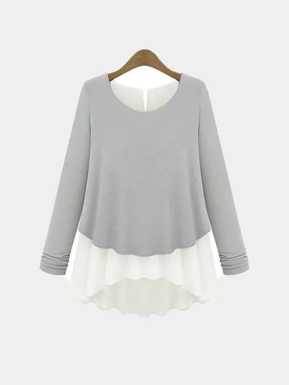 OEM ODM Button Back Round Neck Long Sleeves Blouse