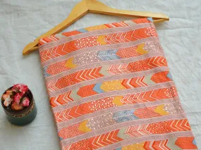 Orange Geometric Digital Print Cotton Rayon Fabric