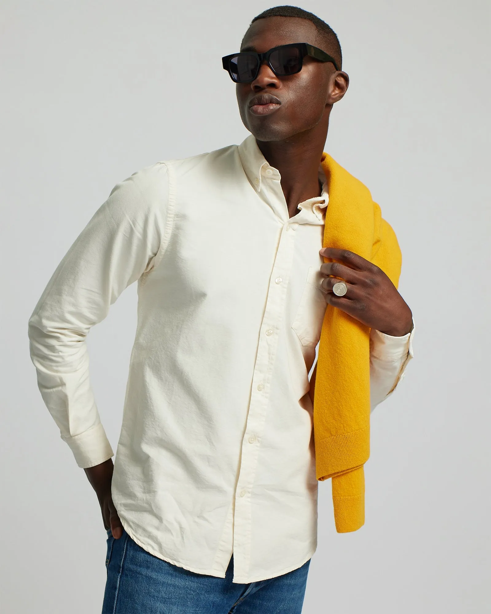 Organic Button Down Shirt - Light Aqua