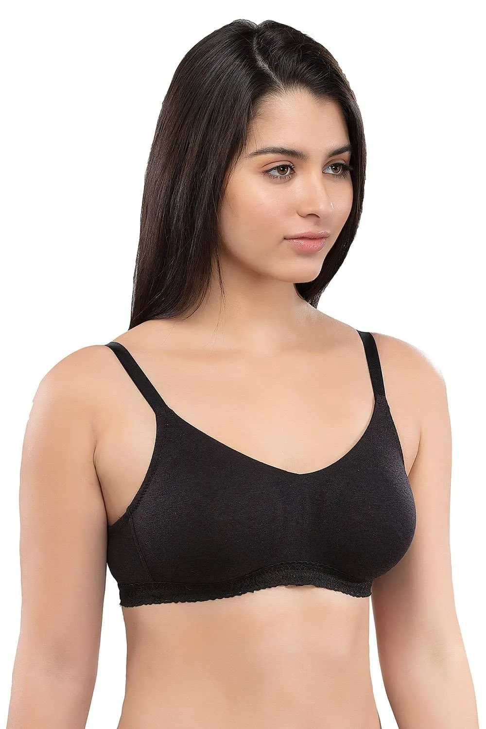 Organic Seamless Laced Bra (Pack of 3)-ISB054-M.White_M.White_Black-