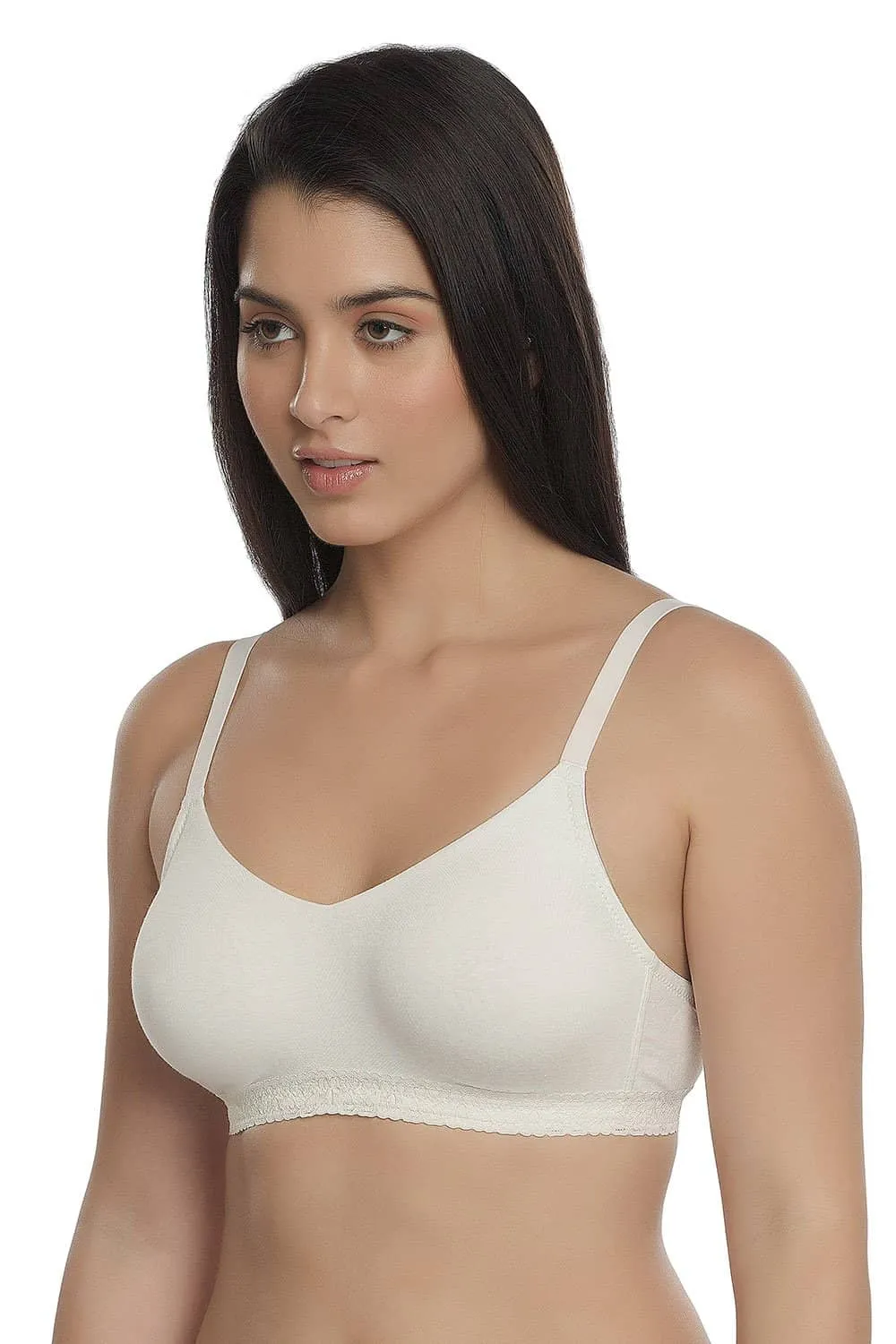 Organic Seamless Laced Bra (Pack of 3)-ISB054-M.White_M.White_Black-