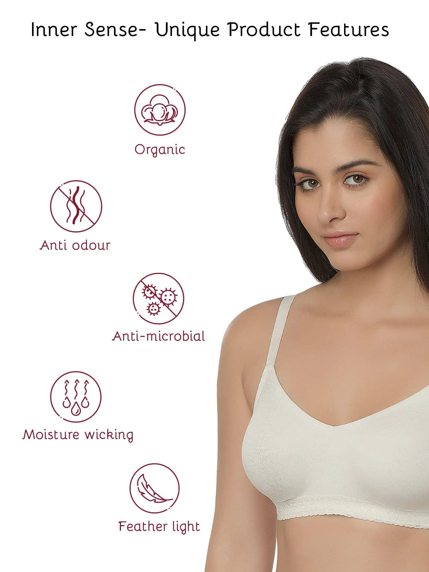 Organic Seamless Laced Bra (Pack of 3)-ISB054-Skin_Skin_M.White-