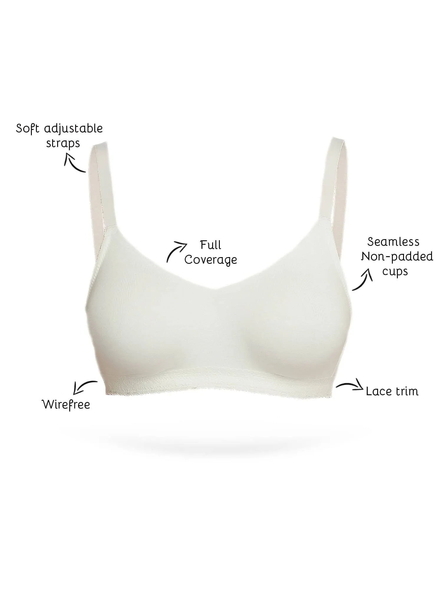 Organic Seamless Laced Bra (Pack of 3)-ISB054-Skin_Skin_M.White-