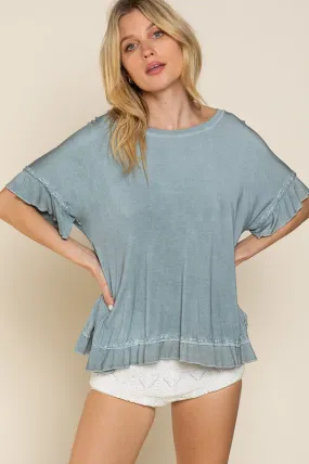 Peek-a-boo Ruffle Overlay Knit Top