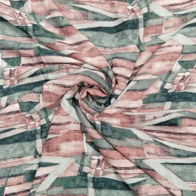 Pink & Grey Abstract Printed Georgette Fabric (Wholesale)