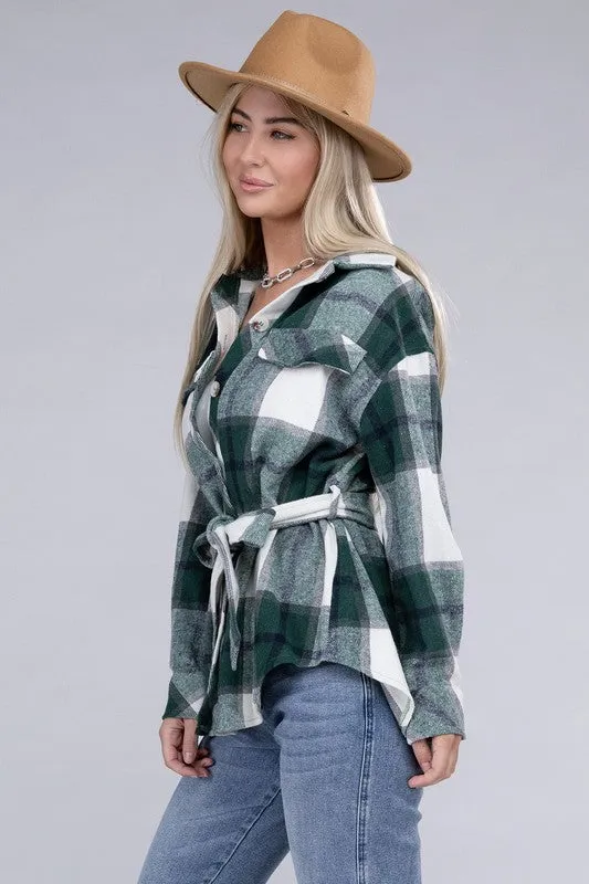 Plaid Belted Shacket