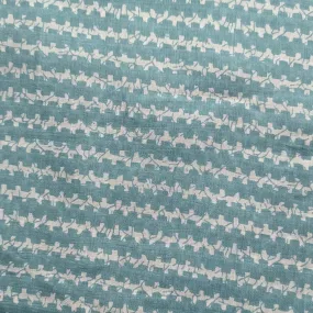 Precut Of Sea Blue & White Stripes Muslin Silk Fabric