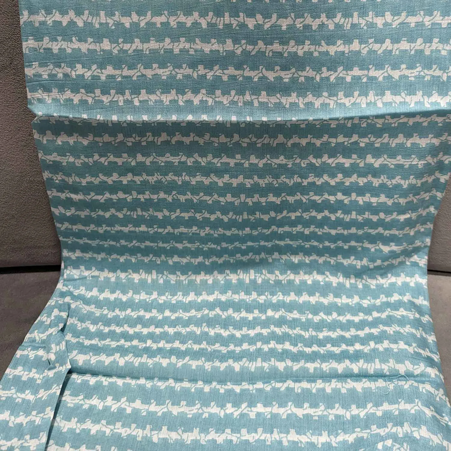 Precut Of Sea Blue & White Stripes Muslin Silk Fabric