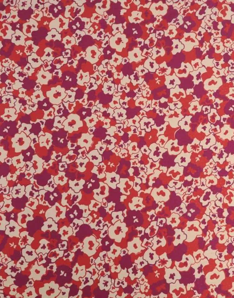 Red & Purple Amour Floral Viscose Jacquard Fabric