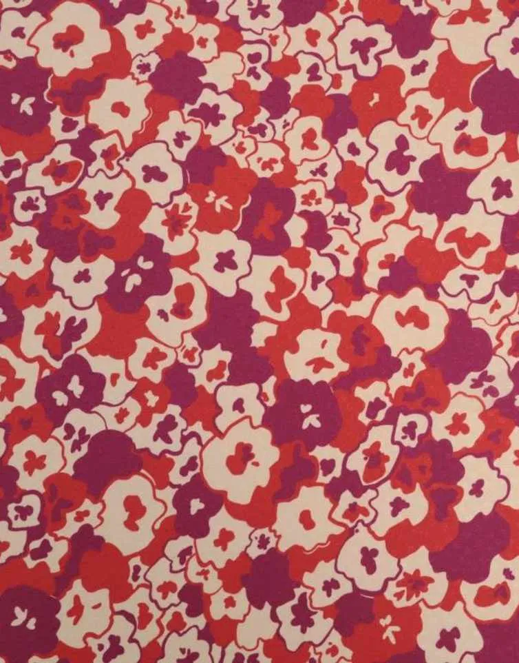 Red & Purple Amour Floral Viscose Jacquard Fabric