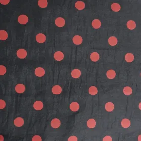 Red Polka Dots on Black Solid Cotton Blended Broadcloth