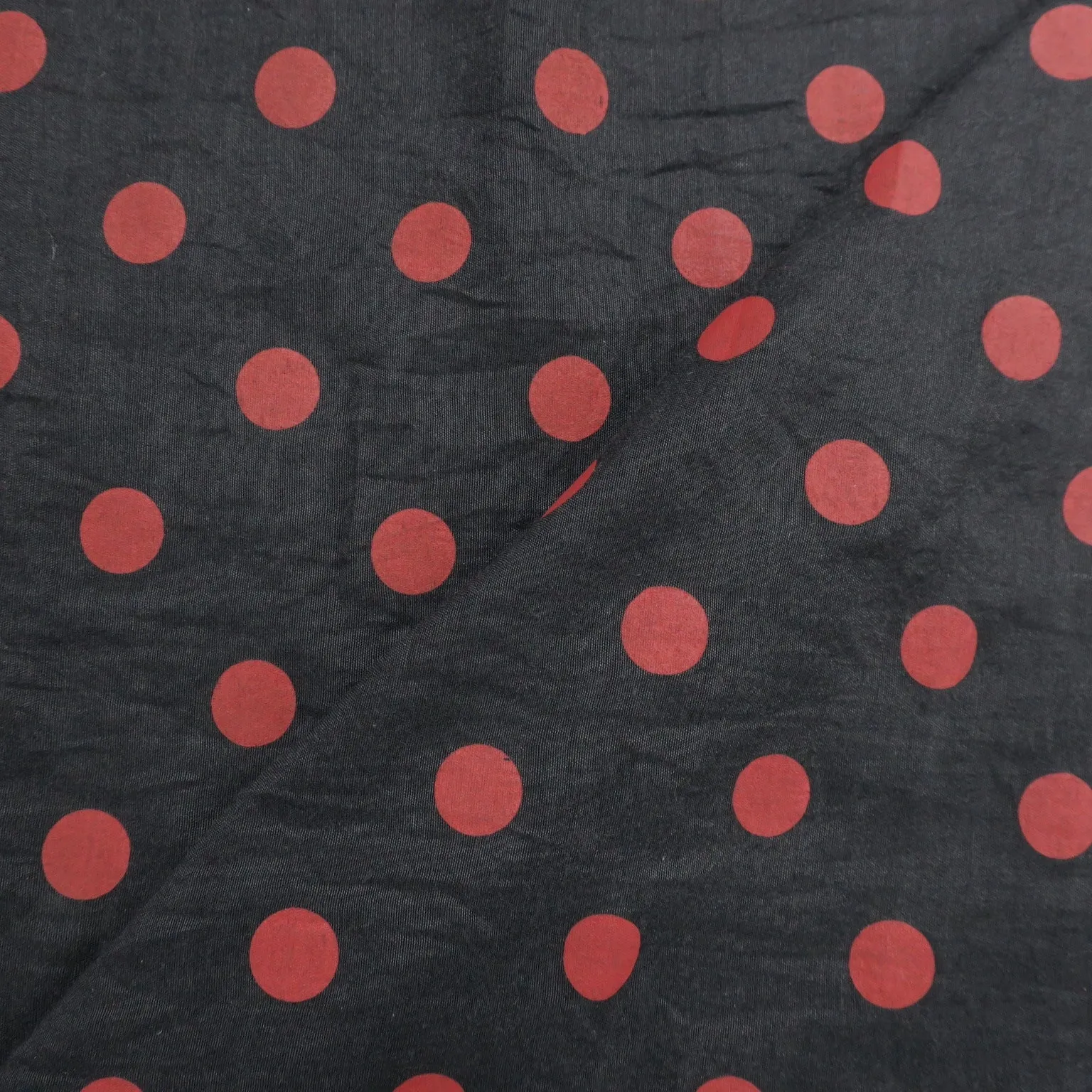 Red Polka Dots on Black Solid Cotton Blended Broadcloth