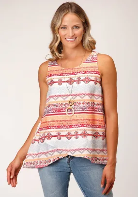 Roper Womens 1546 Aztec Multi-Color 100% Rayon S/L Tank Top