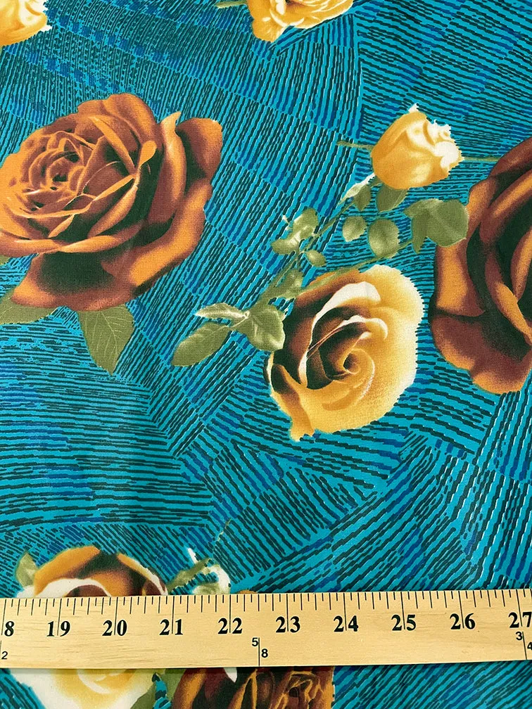 Rust and Gold Floral Print Chiffon Fabric