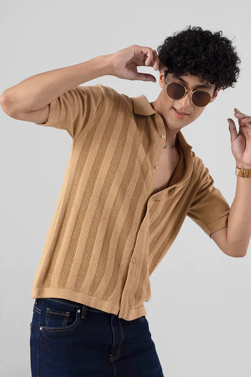 Serene Knit Elegance Beige Shirt