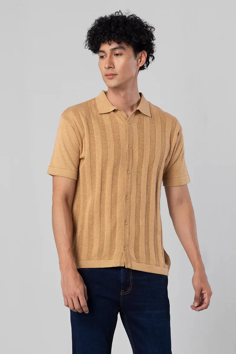 Serene Knit Elegance Beige Shirt