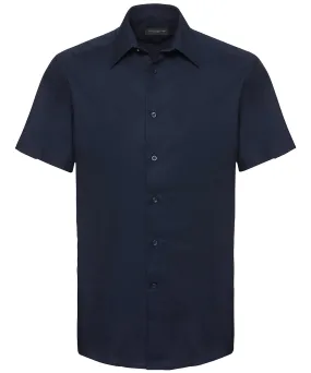 Short sleeve easycare tailored Oxford shirt | Bright Navy