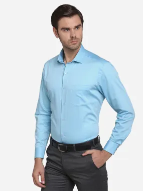 Sky Blue Dobby Slim Fit Formal Shirt | Metal