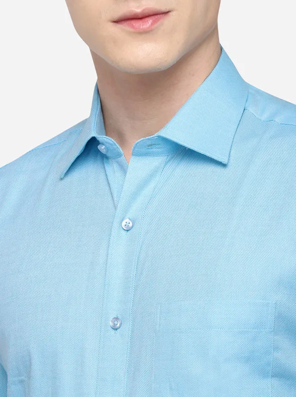 Sky Blue Solid Regular Fit Formal Shirt | Greenfibre