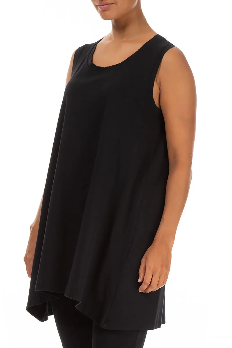 Sleeveless Black Cotton Tunic