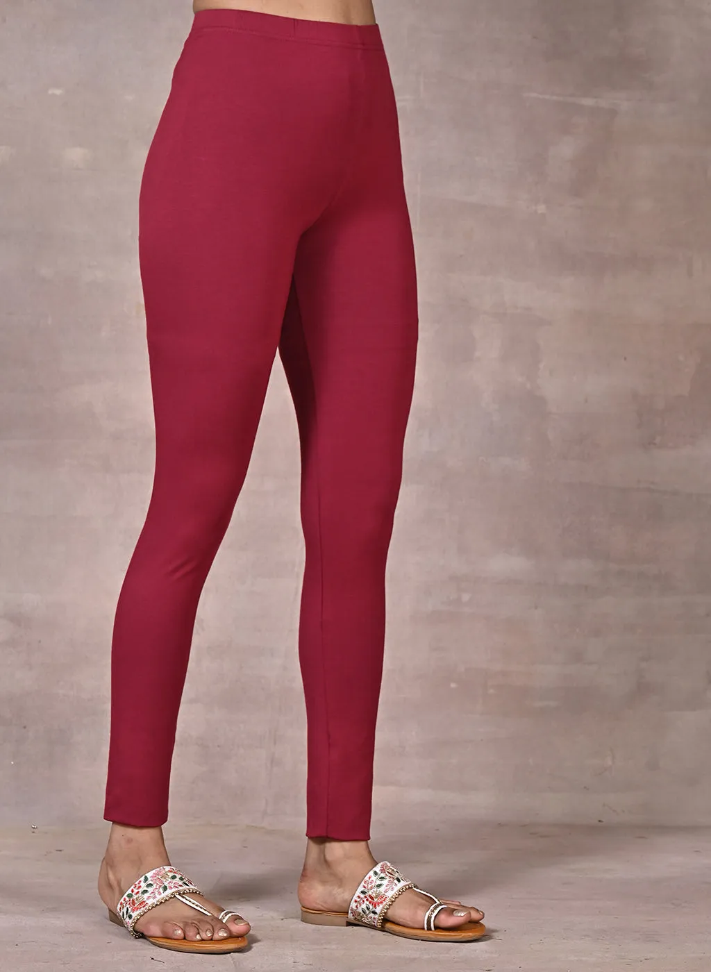 Sofia Maroon Skinny Fit Leggings for Women