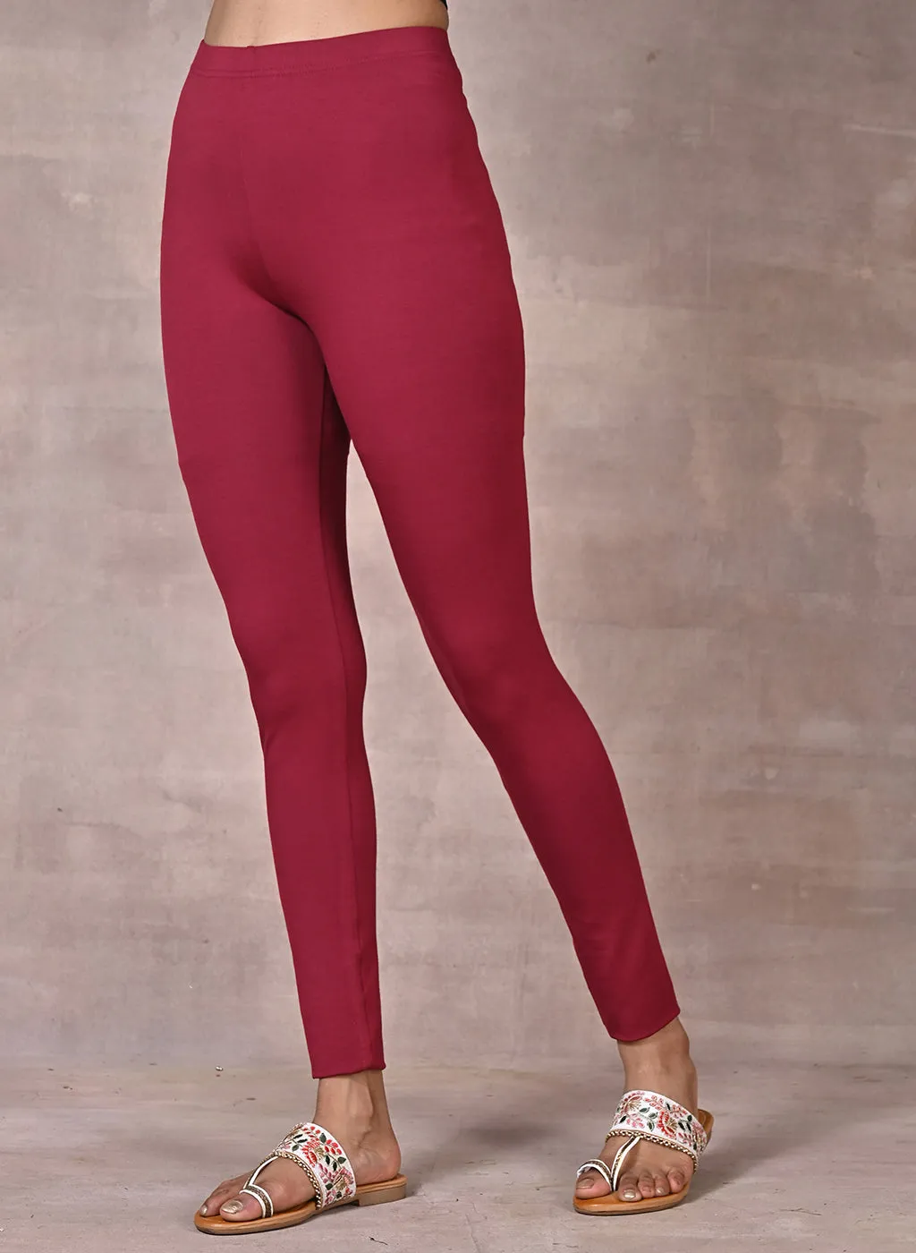 Sofia Maroon Skinny Fit Leggings for Women