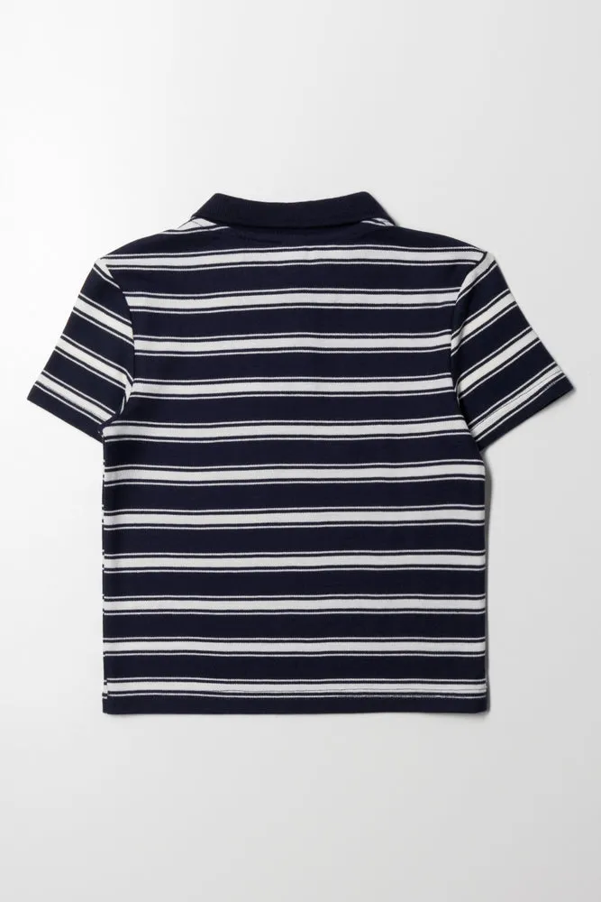 Stripe Sporty Golfer Navy And White