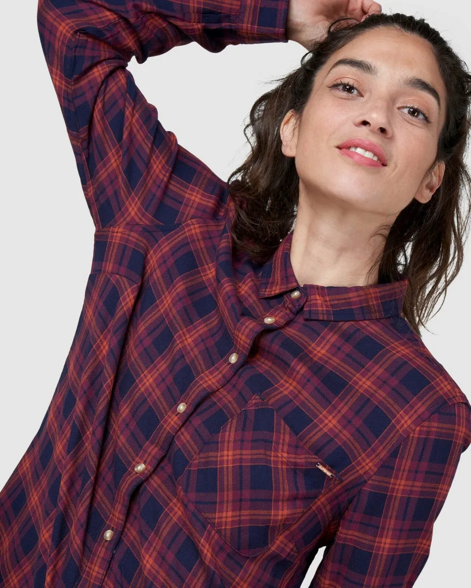 SUPERDRY LIGHT WEIGHT PLAID SHIRT IN NAVY RUST CHECK