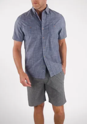 Tailor Vintage Airotec Stretch Chambray Short-Sleeve Work Shirt