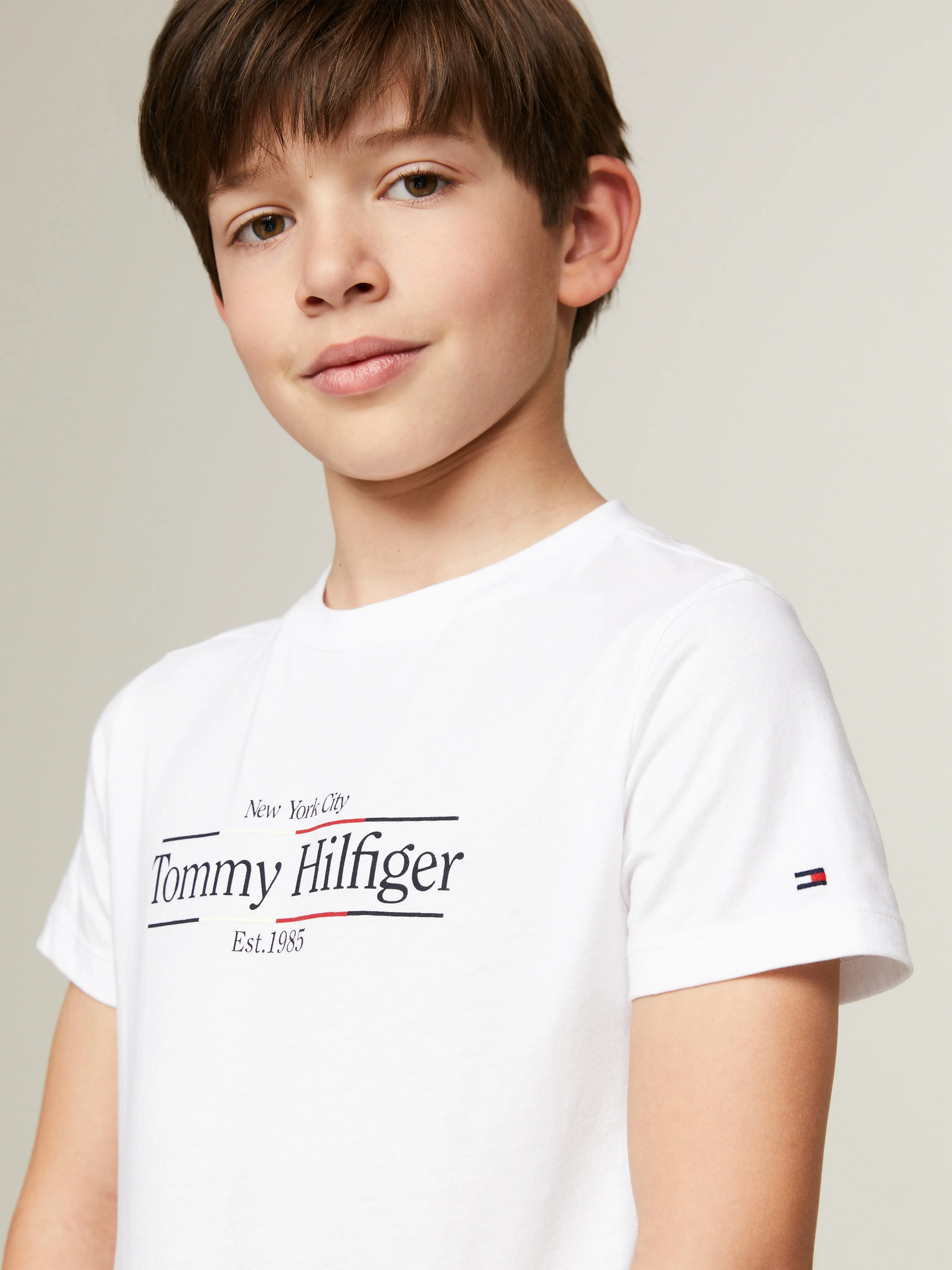 Tommy Hilfiger Boys Icon Print Regular T-Shirt in White