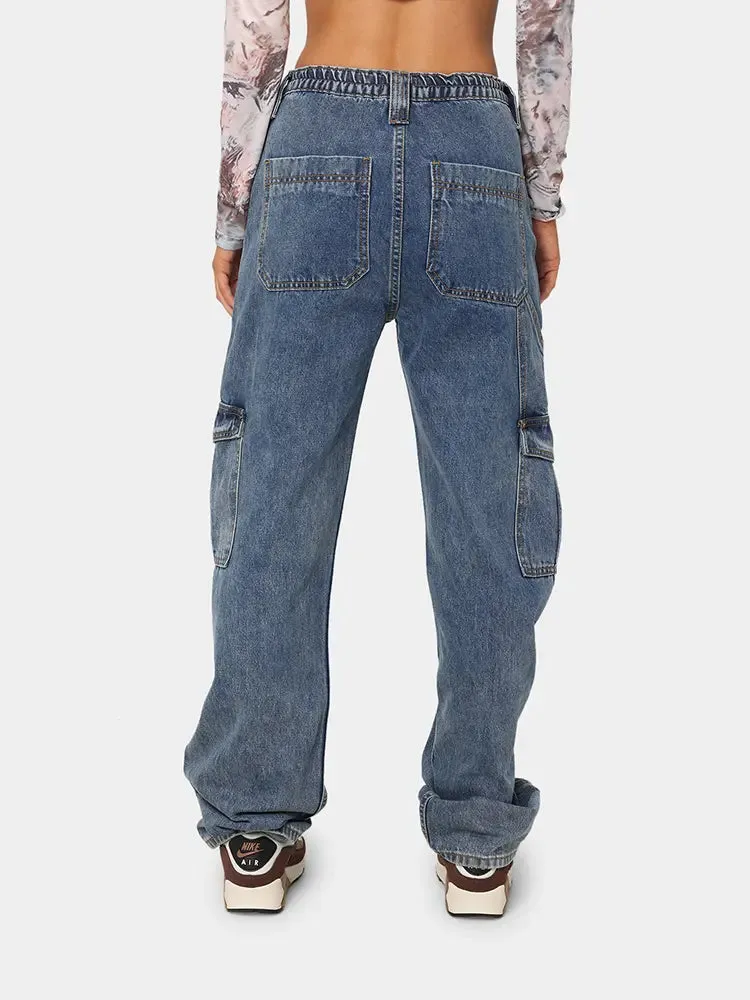 Versatile Elastic Denim Work Pants