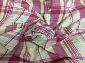 White And Red Check Yarn Dyed Cotton Fabric