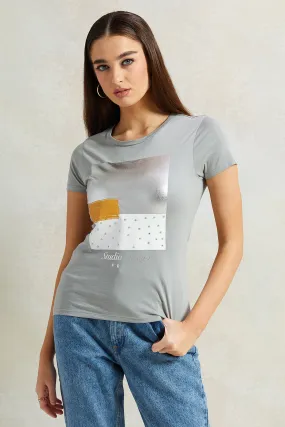 Women Grey Studio Foil T-Shirt